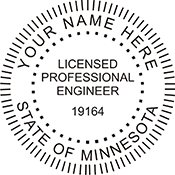 Licensed Professional Engineer Seal Stamp Minnesota. Customized with engineer's name and license number. Fast Shipping