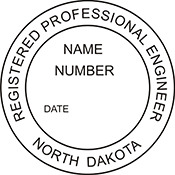 Professional Engineer Seal Stamp - North Dakota. Customized with name and license number. Fast Shipping