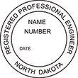 Professional Engineer Seal Stamp - North Dakota. Customized with name and license number. Fast Shipping