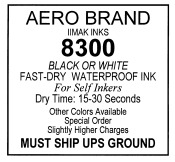 8300 ink dries in 15 to 30 seconds on most non porous surfaces. It can be used in self inking stampers.